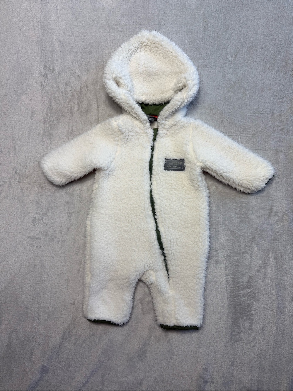 Eddie Bauer Cream Sherpa Hooded Baby One-Piece